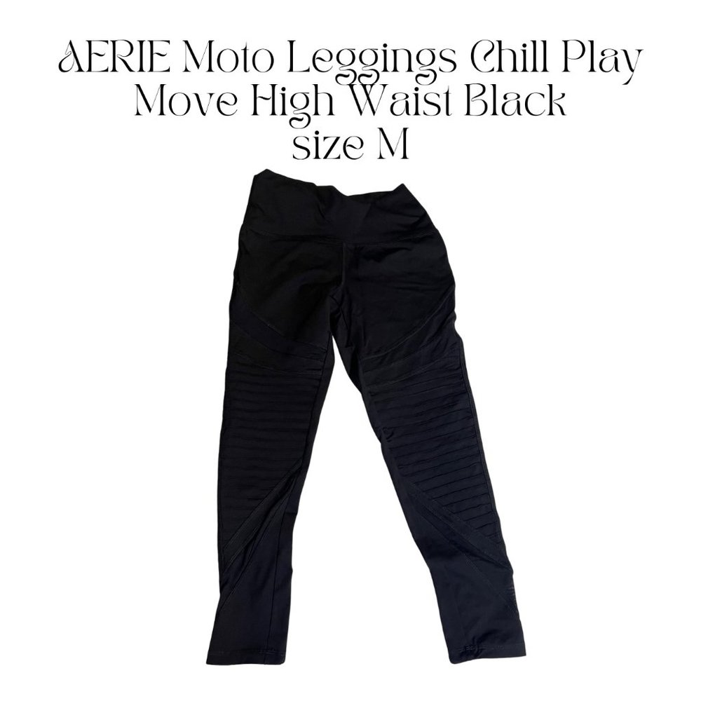 Aerie Black Moto Leggings Chill Play Move Size M